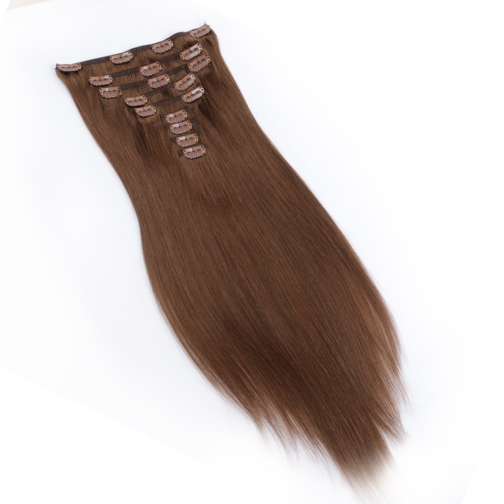  Virgin human hair clip in extensions,clip human hair extension, dark color human hair clip in hair extensionsHN220